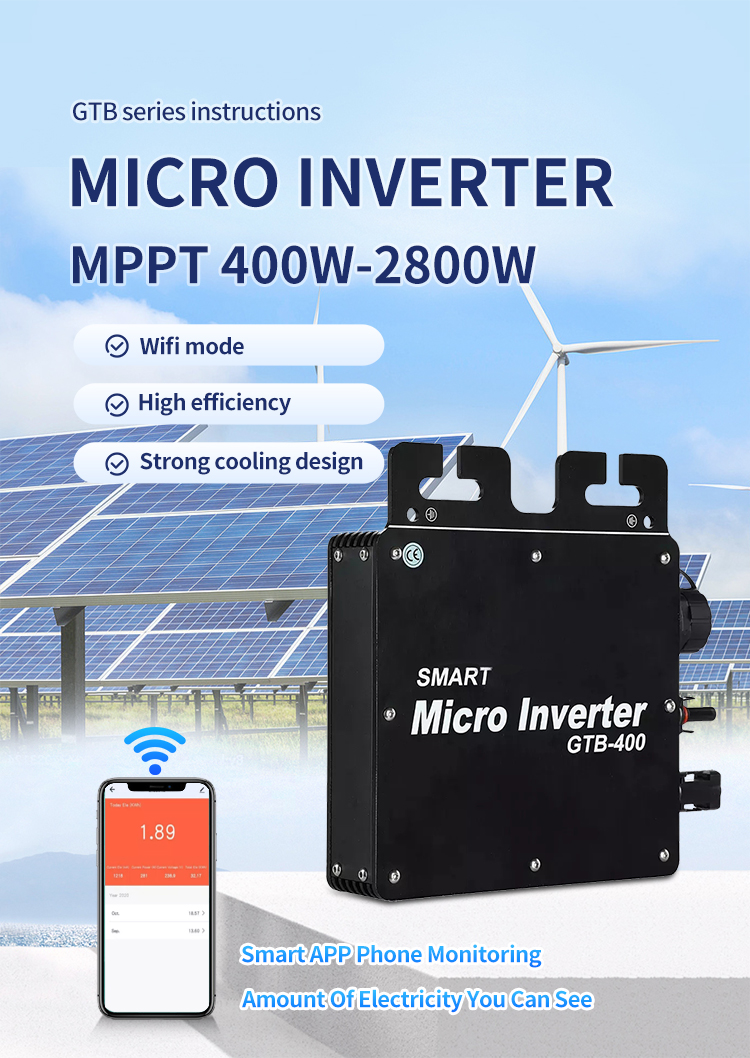 GTB 400W Pure Sine Wave Smart Micro Inverter Grid Inverter with WIFI IP65